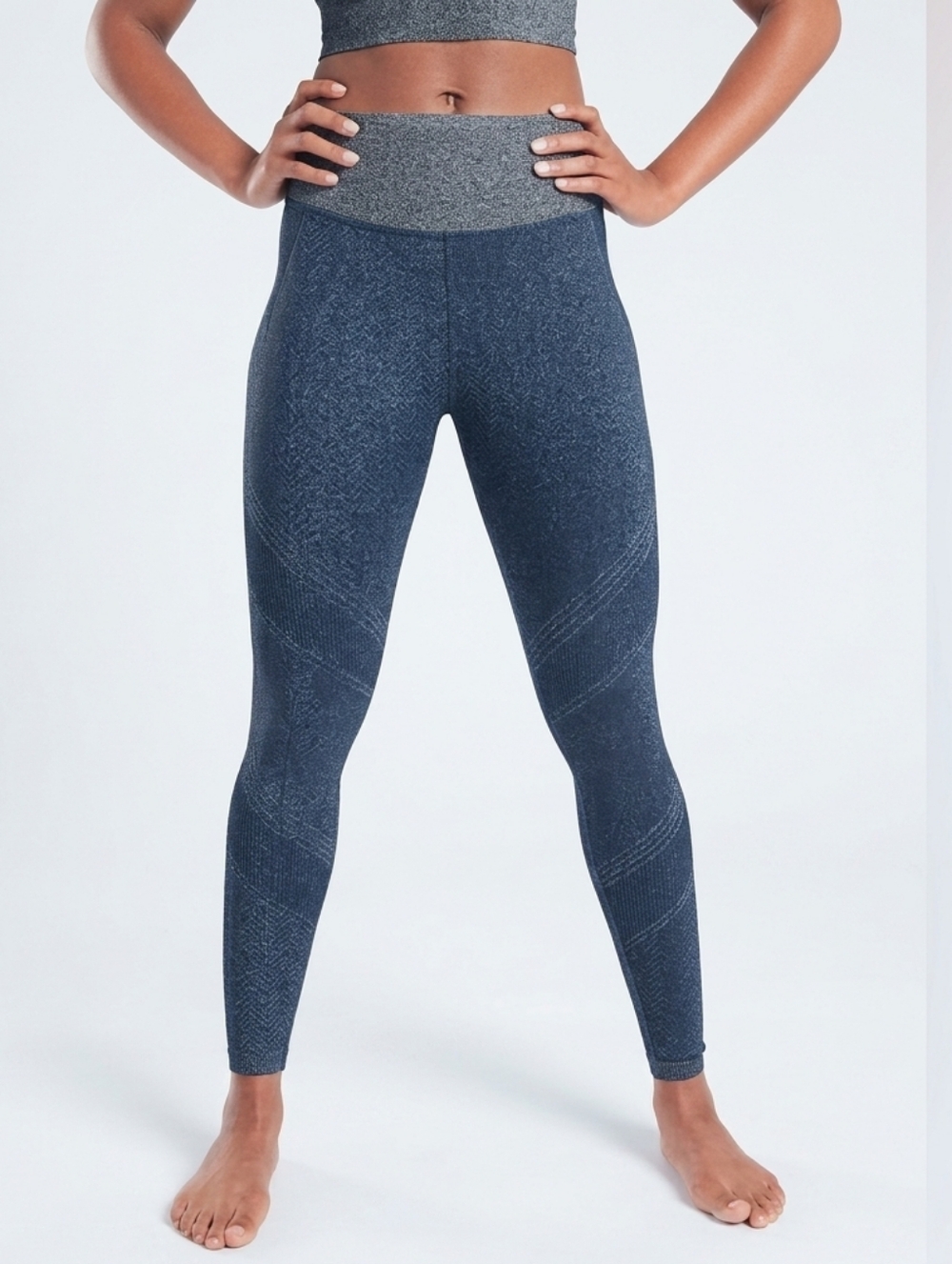 Athleta Twilight Tight Indigo Blue Silver Shimmer High Rise Leggings Size XS